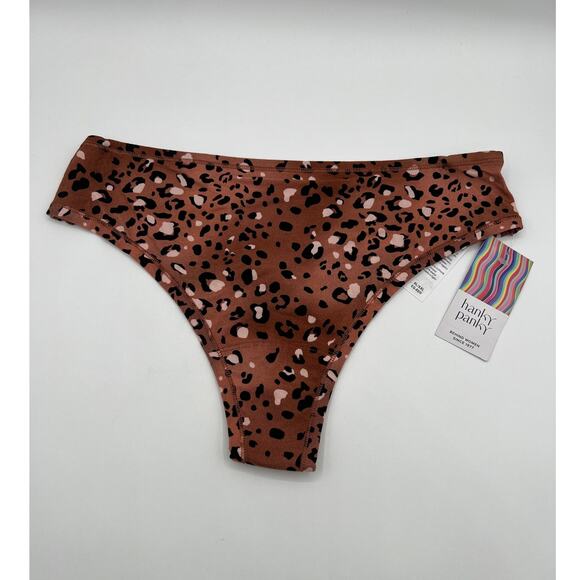 HANKY PANKY XL-XXLRGE PLAYSTRETCH PRINT NATURAL RISE THONG WILD SPOTS BROWN NWT - Picture 3 of 9